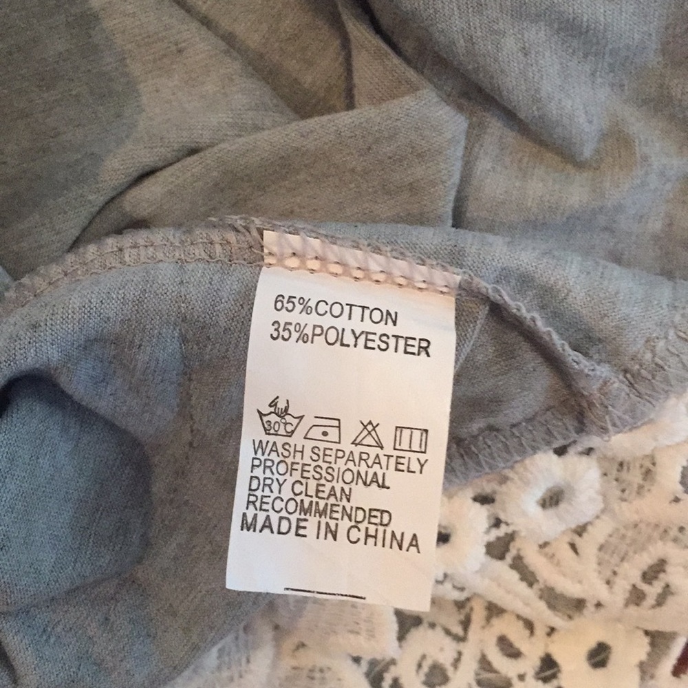 👓 HOST PICK 👓 NWOT Grey Tee with lace accents - Picture 3 of 3